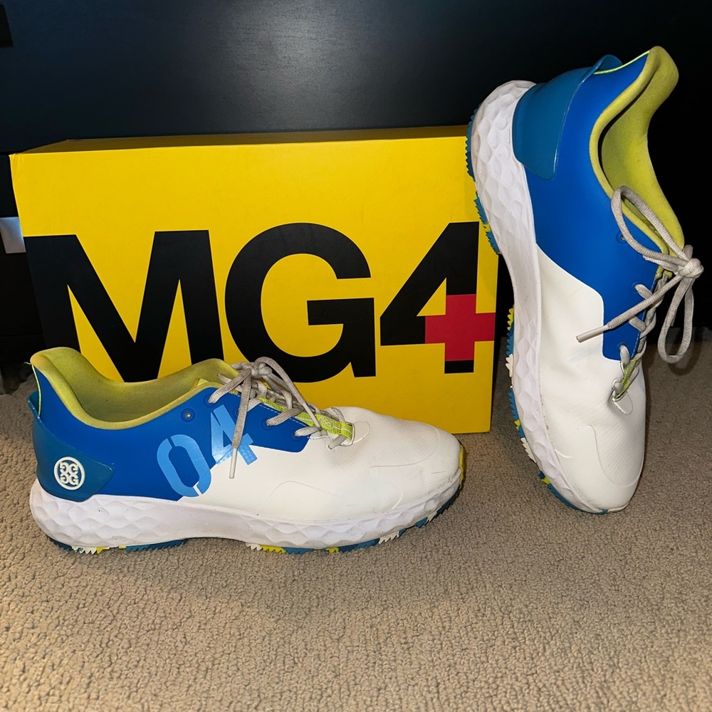 G/FORE White and Blue golf Shoes limited edition G04 MG4+ shoe 12 men’s racer